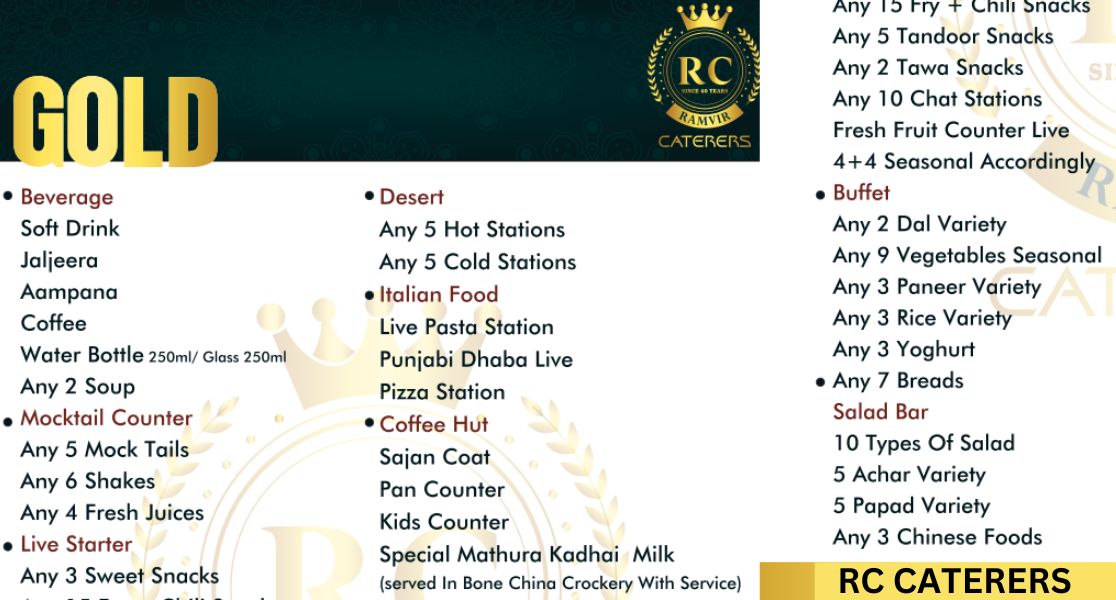 Gold Food Menu Services in Delhi - Ramvir Caterers