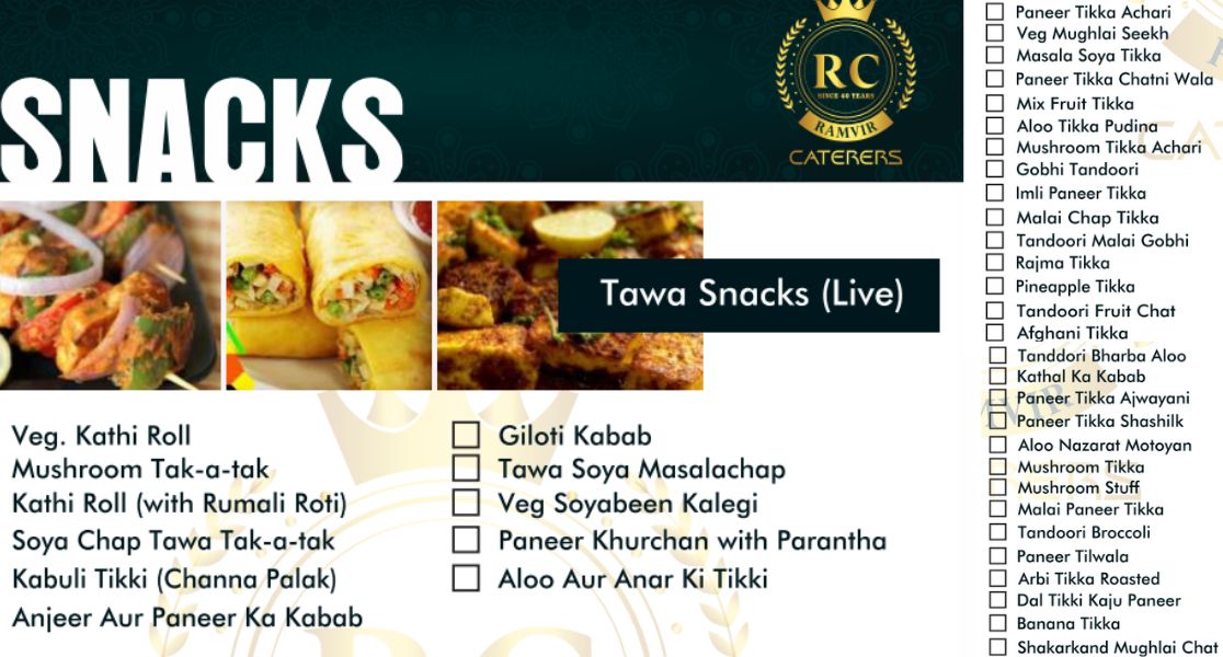 Delicious Caterers Snacks Menu | Perfect for Any Event! - Ramvir Caterers